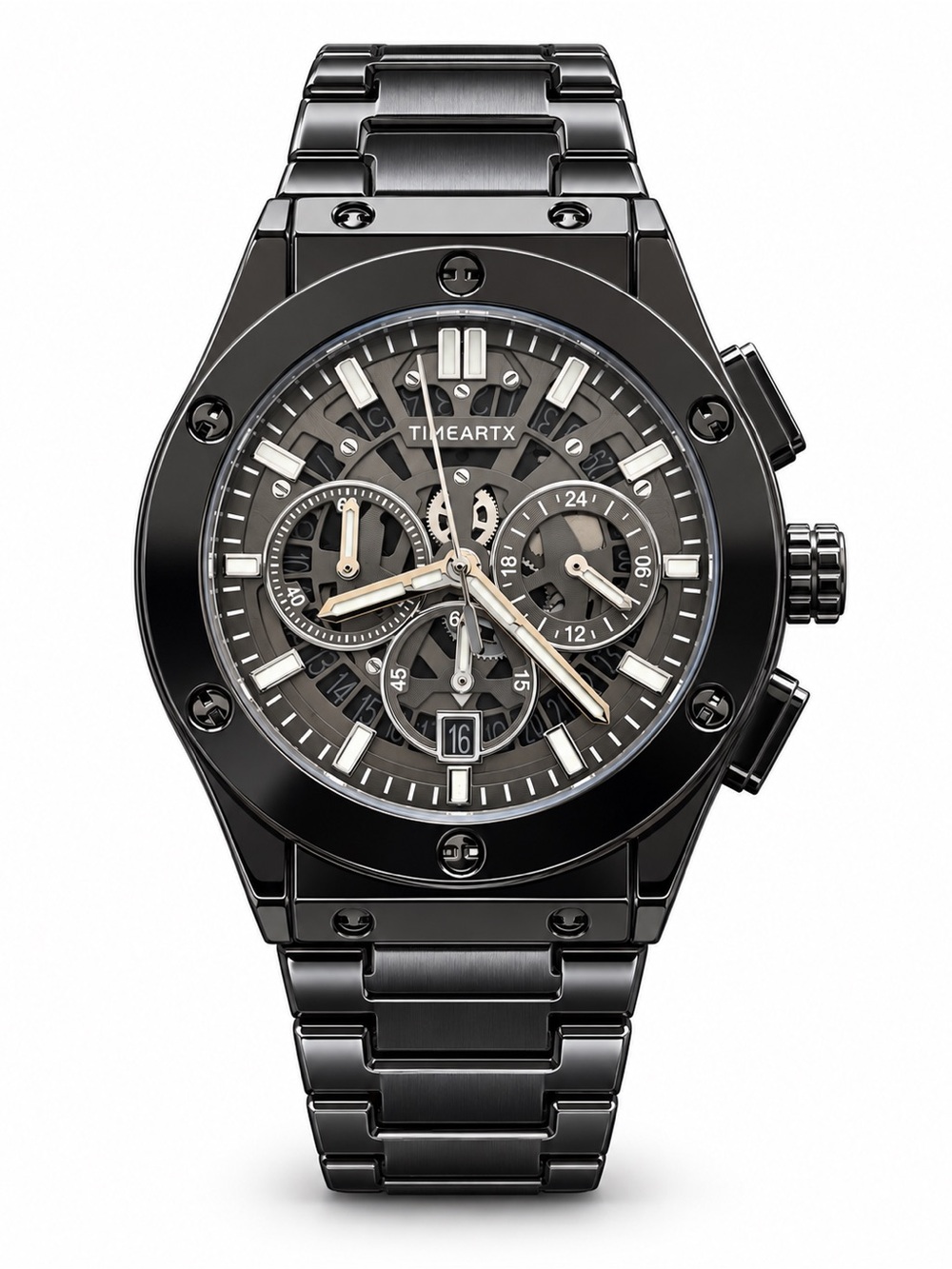 Black Skeleton Big Bang Style Luxury Sport Watch Metal Bracelet
